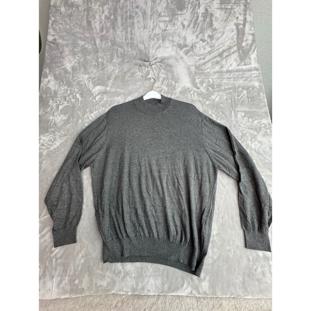 Mondo di Marco Mens XL Grey Mock Neck Cotton‎ Rayon Knit Sweater Made in Italy